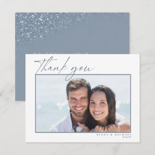 Carte De Remerciements Paillettes de remerciement de mariage Bleu poussié