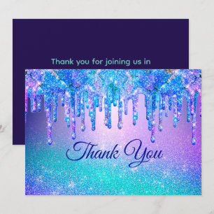 Carte De Remerciements Paillettes dégradé bleu violet chic qui dégoulinen