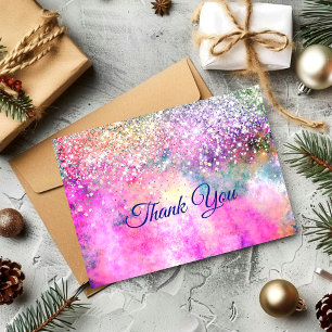 Carte De Remerciements Paillettes iridescentes fausses et élégantes