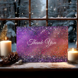 Carte De Remerciements Paillettes métallisées iridescentes violettes bros