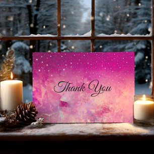 Carte De Remerciements Paillettes ombrées rose fantaisie chic