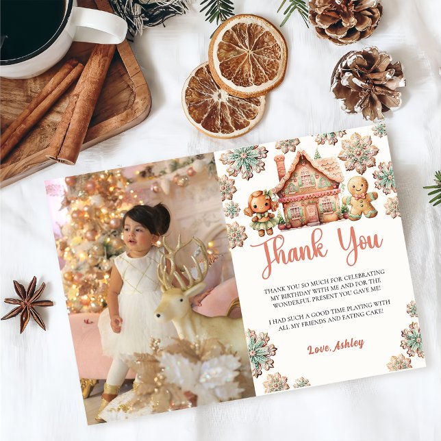 Carte De Remerciements Pain d'épices Noël Cookie Anniversaire Photo (Créateur téléchargé)