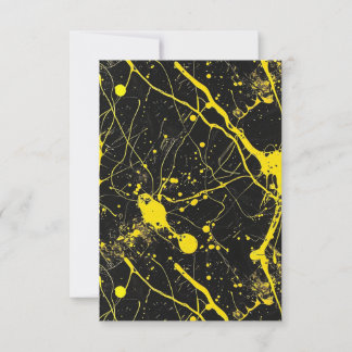 Carte De Remerciements Paint splatter - jaune sur noir