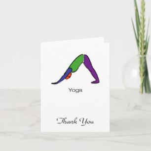 Carte De Remerciements Painting of downward dog yoga pose with yoga text.