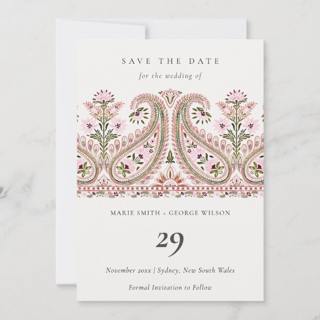 Carte De Remerciements Paisley Motif Paisley Vert Rose Enregistrer la car (Devant)