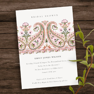Carte De Remerciements Paisley rose Floral Motif Fête des mariées Invitat