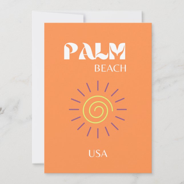 Carte De Remerciements Palm Beach, Art Voyage, Preppy, Orange (Devant)