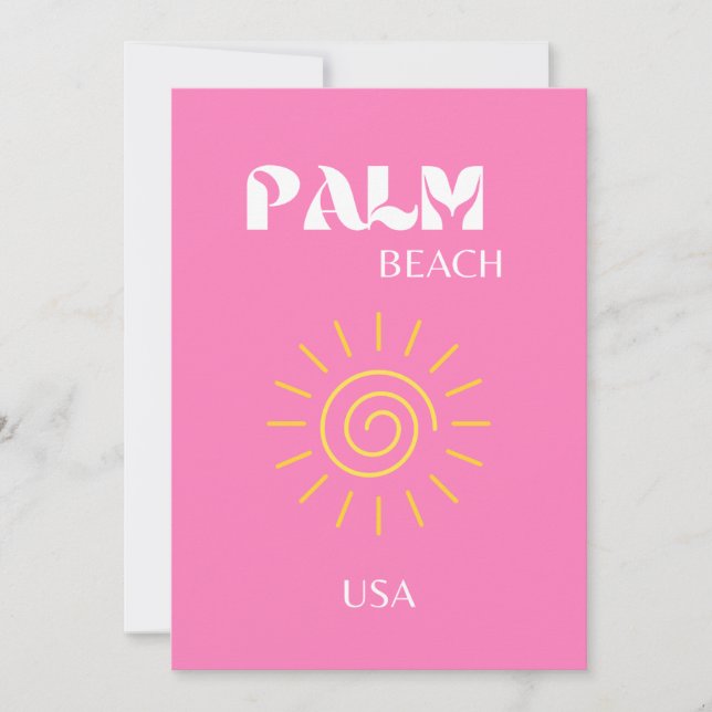 Carte De Remerciements Palm Beach, Art Voyage, Preppy, Rose (Devant)