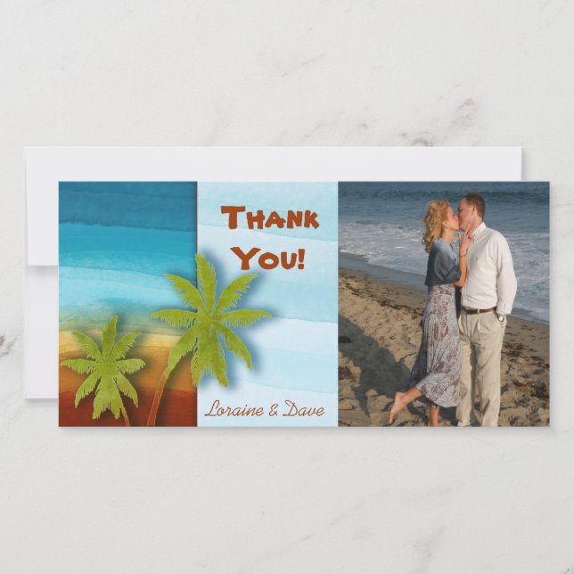 Carte De Remerciements Palm Tree / Plage thème mariage / événement (Devant)