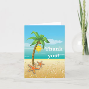 Carte De Remerciements Palm tree & starfish beach wedding Thank You