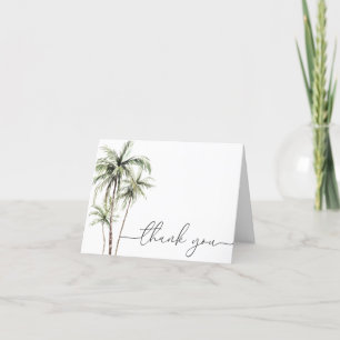Carte De Remerciements Palm Tree Tropical   Mariage minimal