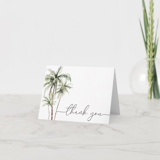 Carte De Remerciements Palm Tree Tropical | Mariage minimal (Devant)