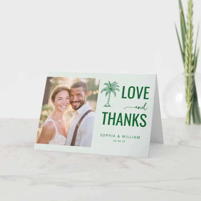 Carte De Remerciements Palme verte joyeuse Amour (Devant)