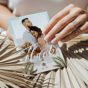 Carte De Remerciements Palmier Tropical Feuille photo Palmier Monogramme