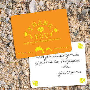 Carte De Remerciements Palmiers & Dauphins Orange & Jaune Personnalisé