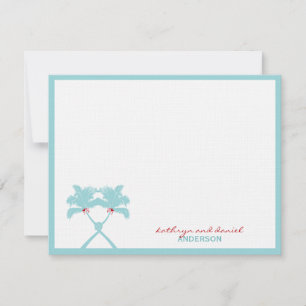 Carte De Remerciements Palmiers noués Coeurs Plage tropicale Mariage