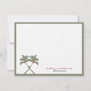 Carte De Remerciements Palmiers noués Red Love Plage tropicale Mariage