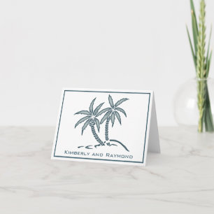 Carte De Remerciements Palmiers Tropicaux Bleus Twin Personnalisés