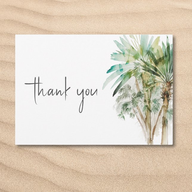 Carte De Remerciements Palmiers tropicaux Mariage moderne (Tropical Palm Trees Modern Wedding Thank You Card)