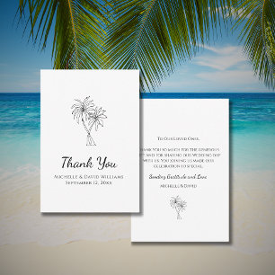 Carte De Remerciements Palmiers tropicaux simples Destination Mariage