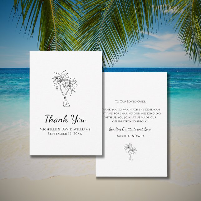 Carte De Remerciements Palmiers tropicaux simples Destination Mariage (Créateur téléchargé)