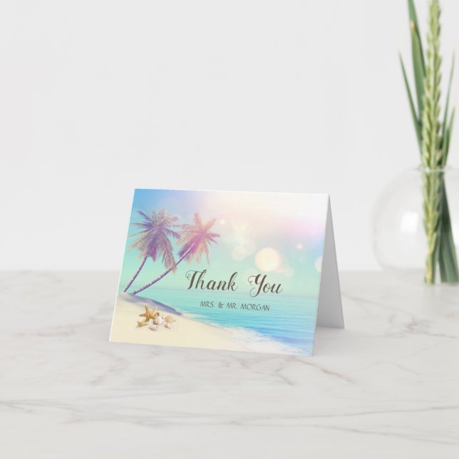 Carte De Remerciements Palms Beach Coquillages  (Devant)