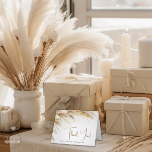 Carte De Remerciements Pampas d'or floral bohème rustique