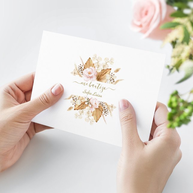 Carte De Remerciements Pampas Gracias Florales Gracias Con Oración Bautiz (Créateur téléchargé)