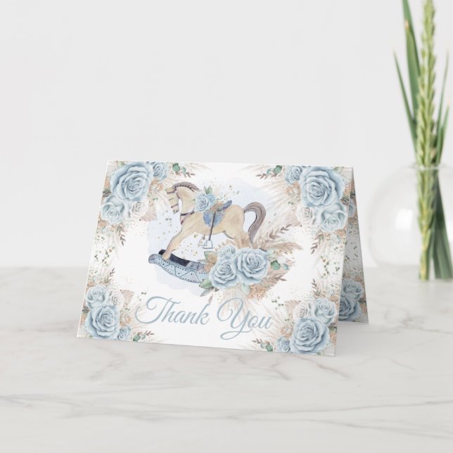 Carte De Remerciements Pampas Grass Blue Floral Rocse Baby shower (Devant)