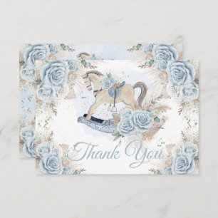 Carte De Remerciements Pampas Grass Blue Floral Rocse Baby shower