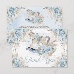 Carte De Remerciements Pampas Grass Blue Floral Rocse Baby shower