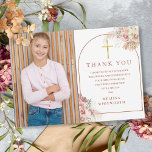 Carte De Remerciements Pampas Grass première communion sainte<br><div class="desc">Une élégante pampa herbe photo florale première sainte carte de remerciements communion. Personnalisez avec votre photo spéciale et merci ensemble de messages de lettres chic. Conçu par Thisisnotme©</div>