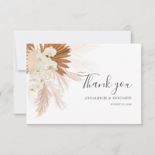 Carte De Remerciements Pampas Grass Script Terracotta Mariage