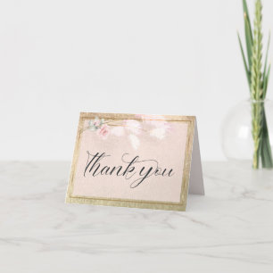 Carte De Remerciements Pampas Rose en or