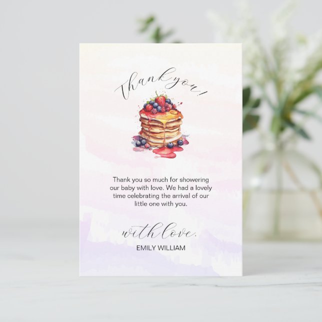 Carte De Remerciements Pancakes et Pacificateurs Baby shower Brunch (Debout devant)