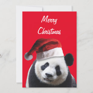 Carte De Remerciements Panda Bear Porte un Casquette du Père Noël pour No