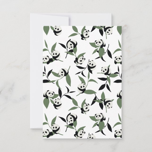 Carte De Remerciements Panda Cute Jouer Jardin de Bambou Blanc Ver (Devant)