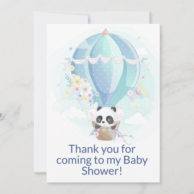 Carte De Remerciements Panda dans une montgolfière (Devant)