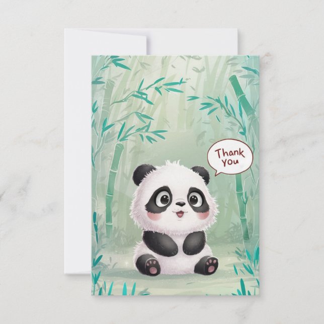 Carte De Remerciements Panda Élégant Enchanté (Devant)