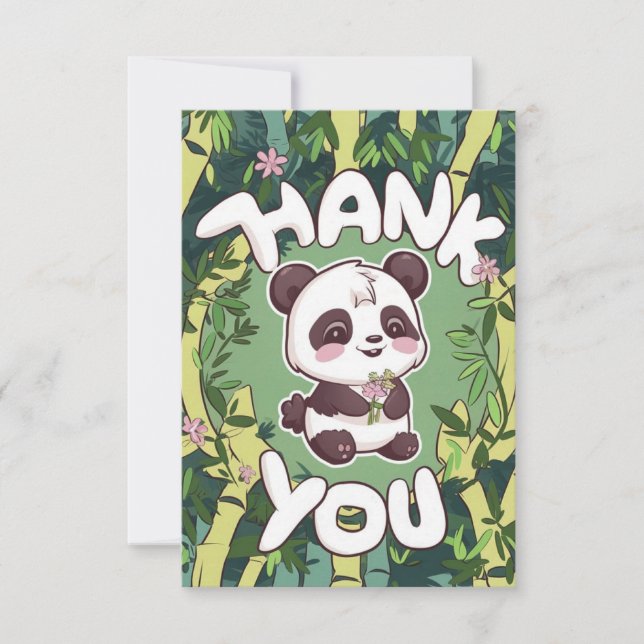 Carte De Remerciements Panda élégant et charmant (Devant)