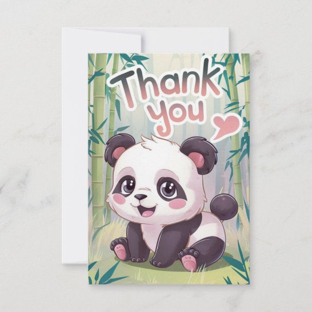 Carte De Remerciements Panda en bambou enchantée (Devant)