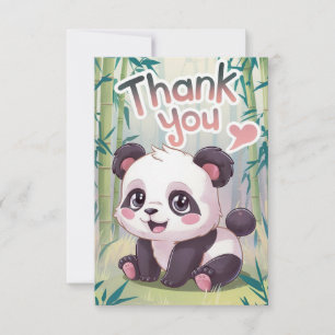 Carte De Remerciements Panda en bambou enchantée