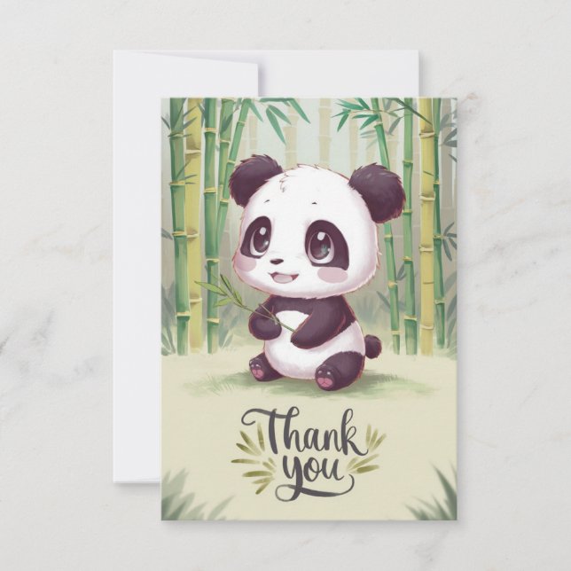 Carte De Remerciements Panda en bois mignon (Devant)
