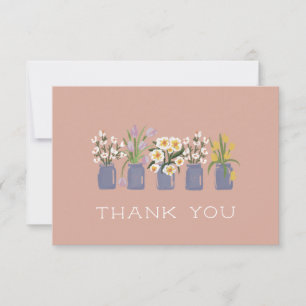 Carte De Remerciements Panier de fleurs Pervenche Blush Mariage Bocal en