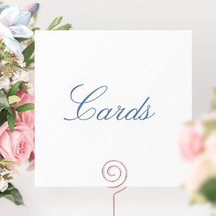 Carte De Remerciements Panneau mariage "Cartes", Calligraphie bleu élégan