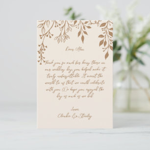 Carte De Remerciements Panser les fleurs Feuillage Chaud Romantique Boho