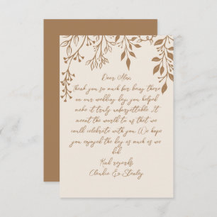 Carte De Remerciements Panser les fleurs Feuillage Chaud Romantique Boho