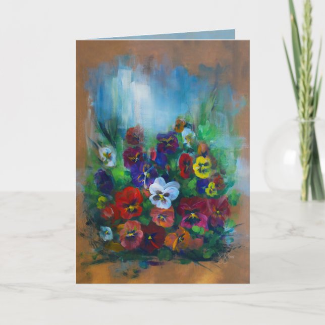 Carte De Remerciements Pansies d'après-midi dorées (Devant)