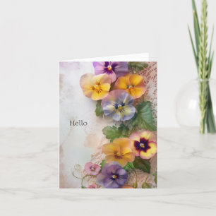 Carte De Remerciements Pansies pastel en dentelle
