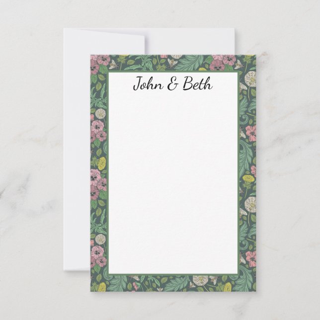 Carte De Remerciements Pansies vintages Jaunes Pansy Rose (Devant)